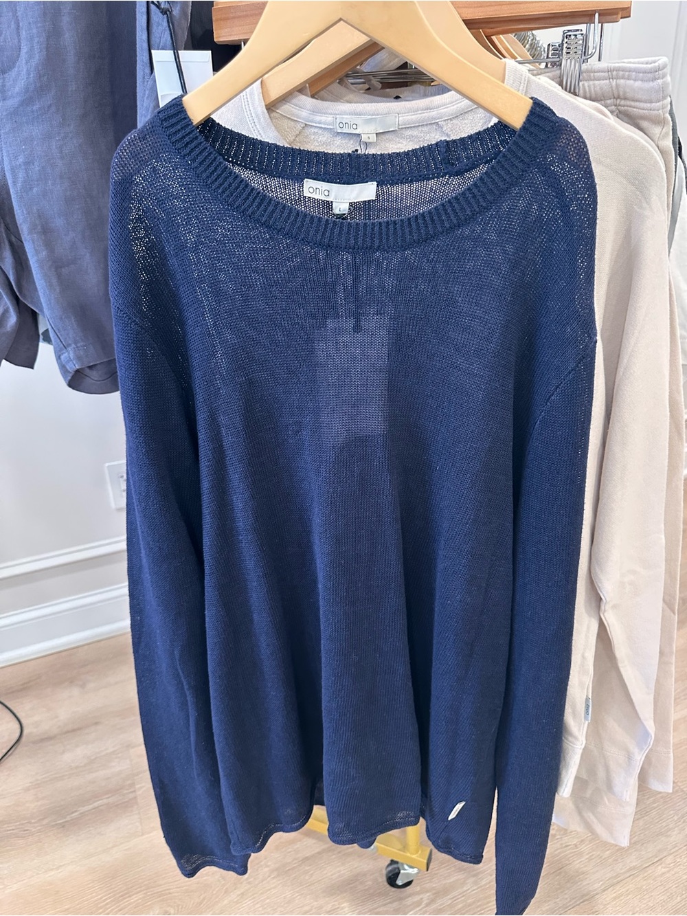 NWT Onia Kevin Crewneck Linen Sweater